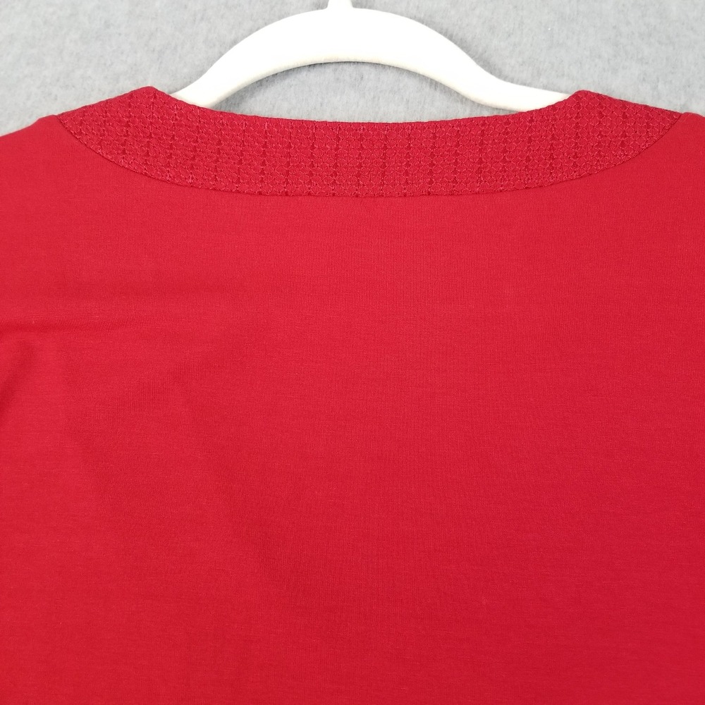 Adrianna Papell Tunic Top Women's XL Red Sharkbite Hem V-Neck 3/4 Sleeves Flowy - Picture 5 of 11